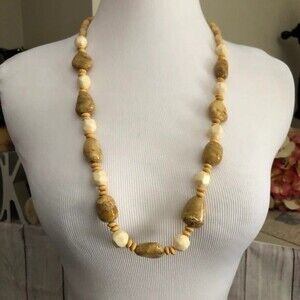 Long Wooden Beaded Necklace